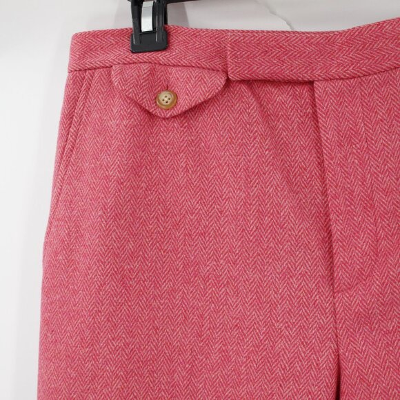 Vintage Ralph Lauren pants womens 8 30x29.5 pink herringbone tweed wool blend - Picture 1 of 16